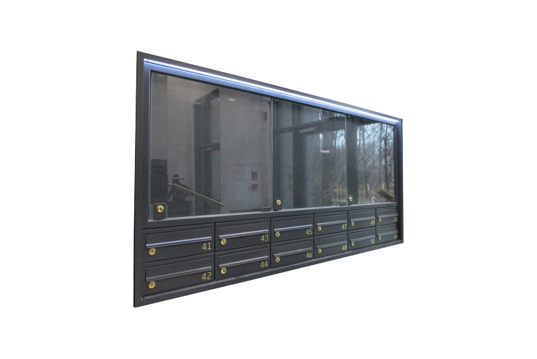 Boîtes aux lettres encastrables avec vitrine d’affichage éclairée